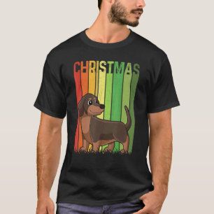T-shirt Noël Rétro Groupe de chiens teckel appariés Xmas