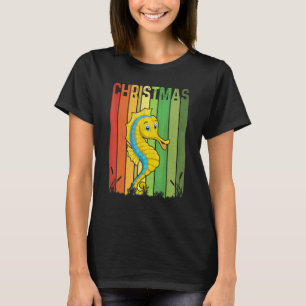T-shirt Noël Rétro Hippocampe Mignon Groupe Assorti Xmas 