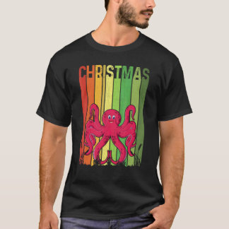 T-shirt Noël Rétro Pieuvre Mignon Groupe Assorti Xmas H