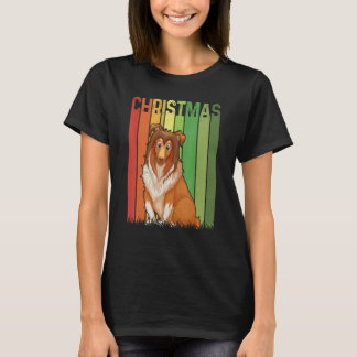 T-shirt Noël Retro Rough Collie Chien Groupe Correspondant