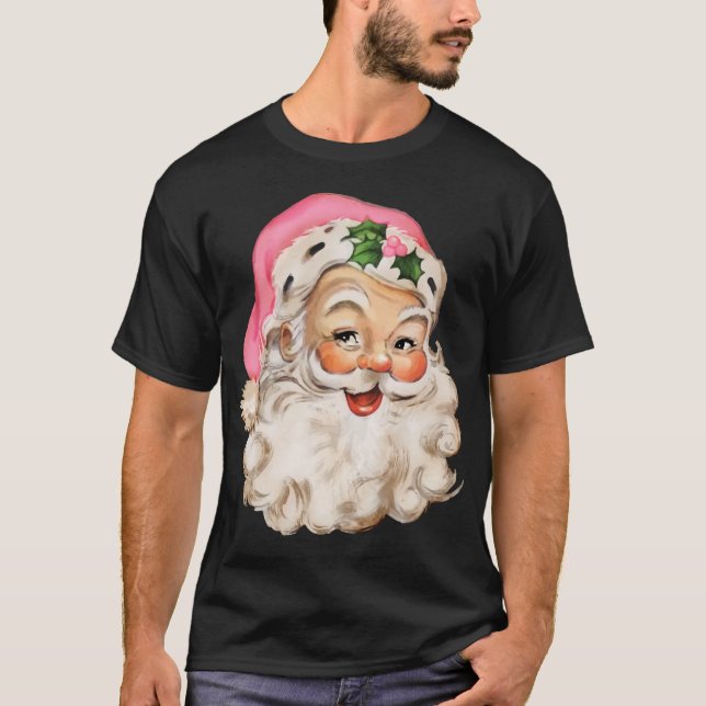 T-shirt Noël rose rose Vintage (Devant)