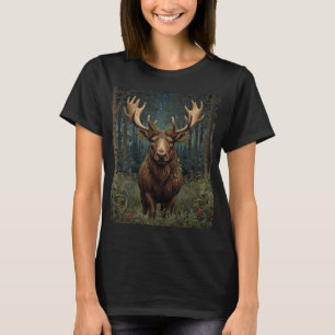 T-shirt Noël rustique élan cerf boho forêt boisée