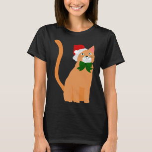 T-shirt noël santa claus casquette orange chat