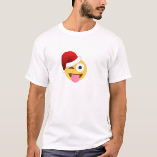 T-shirt noël santa claus winking emoji