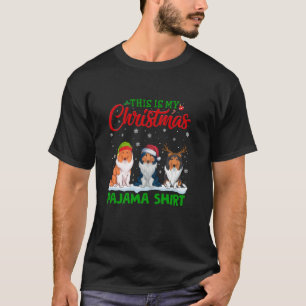 T-shirt Noël Santa Hat Reindeer Rough Collie Chien Noël