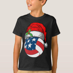 T-shirt Noël Santa Hat Volleyball Sport Drôle Cadeau