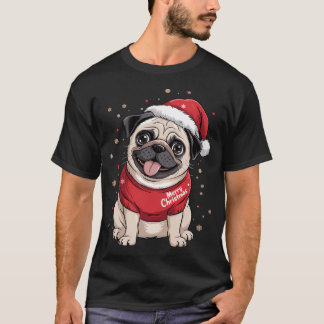 T-shirt Noël Santa Pug Joyeux Pugmas Chapeau de Santa Mign