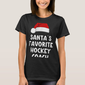 T-shirt Noël Santas entraîneur de hockey favori Drôle Noël