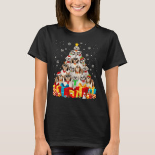 T-shirt Noël Shih Tzu Chien Tree Père Noël Lumières de Noë