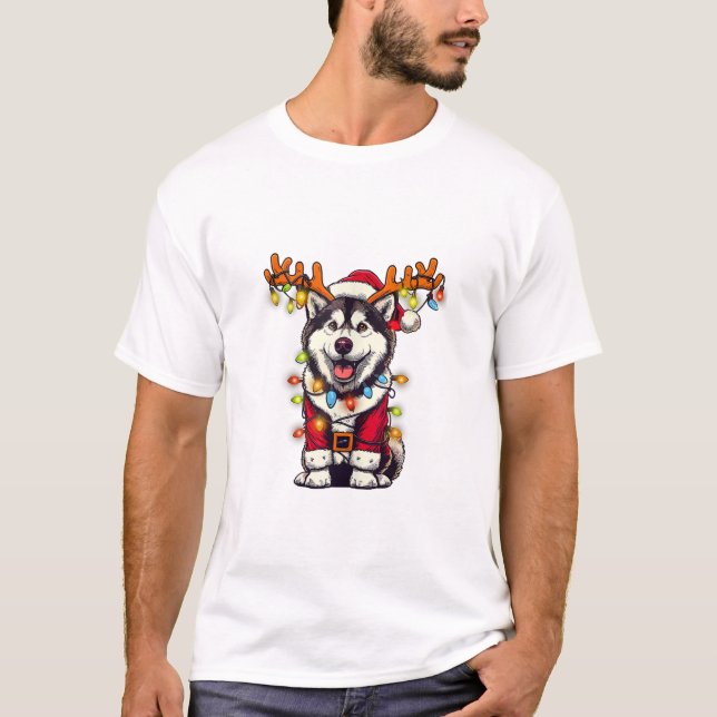 T-shirt Noël sibérien Husky (Devant)