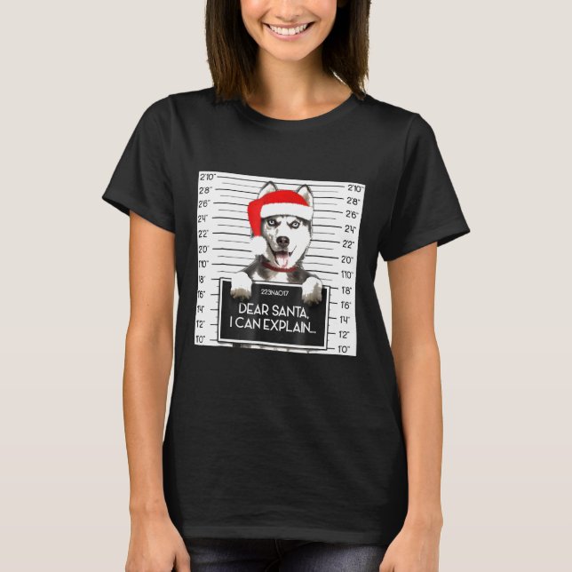 T-shirt Noël Sibérien Husky Lover Santa Hat Chien Noël (Devant)