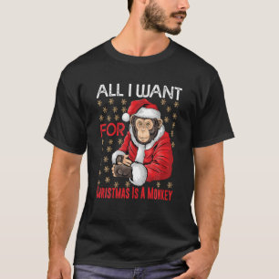 T-shirt Noël Singe Amant Xmas Funny Singe Pajama An