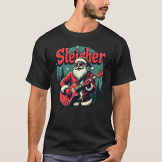 T-shirt Noël Sleigher Père Noël Rocker