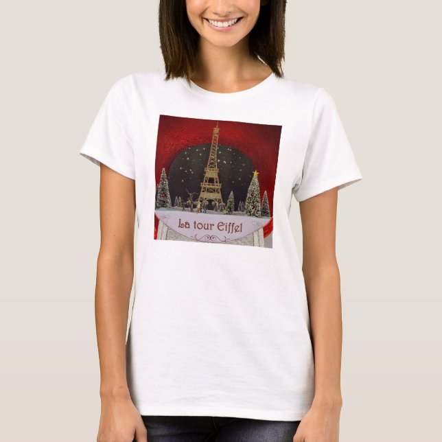 T-shirt Noël tee - shirt à Paris (Devant)