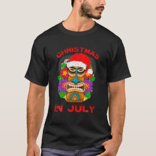 T-shirt Noël Tête Tiki En Juillet
