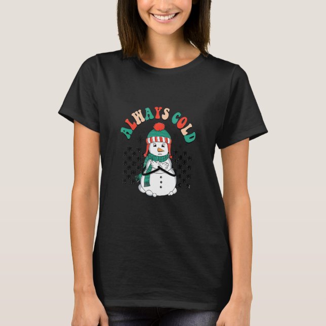 T-shirt Noël toujours froid doux Snowman Checkerboard (Devant)