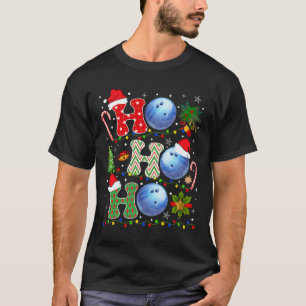 T-shirt Noël Tree Bowling Ho Ho Ho Père Noël Lights Noël