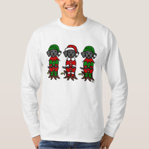 T-shirt Noël trois chiots noirs de laboratoire