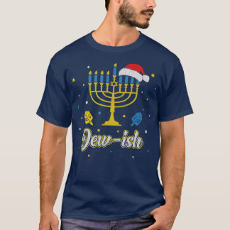 T-shirt Noël Vilain Hanoukka Xmas menorah Santa hat Juif