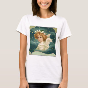 T-shirt Noël vintage, Ange victorien avec étoiles d'or