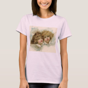 T-shirt Noël vintage, anges victoriens dans les nuages