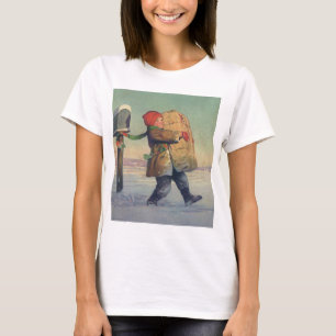 T-shirt Noël vintage, enfant avec gros colis