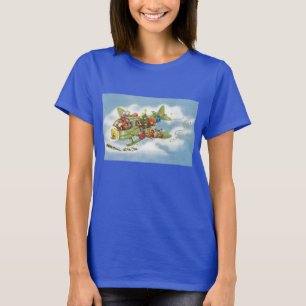 T-shirt Noël vintage, le Père Noël vole un avion