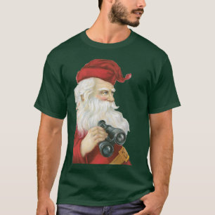 T-shirt Noël vintage, Père Noël avec jumelles
