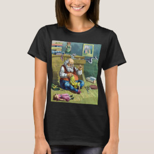 T-shirt Noël Vintage, Père Noël Fabriquant Des Poupées De 