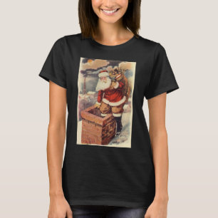 T-shirt Noël Vintage Père Noël victorien à Chimney