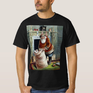 T-shirt Noël vintage, Saint Nicolas au coin du feu