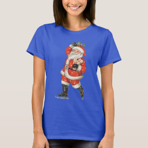 T-shirt Noël vintage victorien Père Noël patineur sur glac