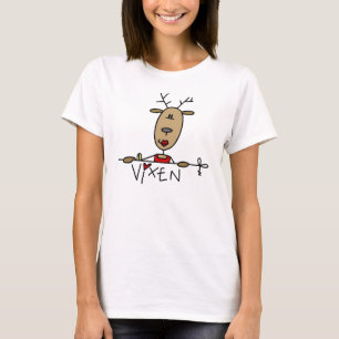 T-shirt Noël Vixen Reindeer (rouge à lèvres)