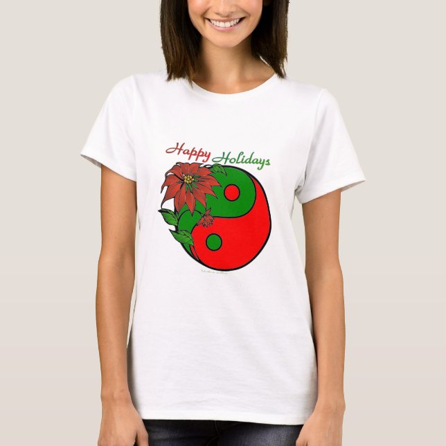 T-shirt Noël Yin Yang Poinsettia (Devant)