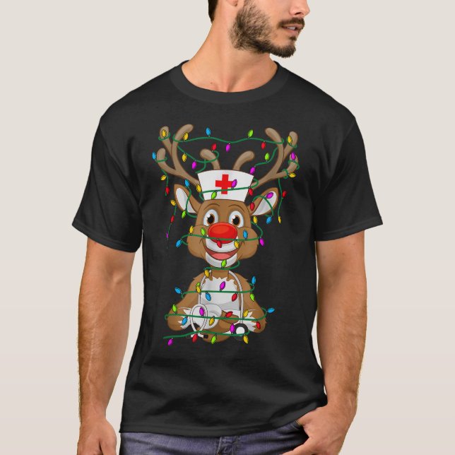 T-shirt Noëls Reindeer Scrubs Gants en caoutchouc (Devant)