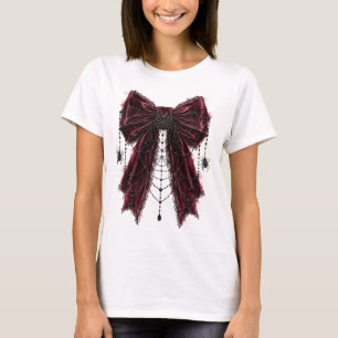 T-shirt Nœud en dentelle gothique noire avec coquette arai