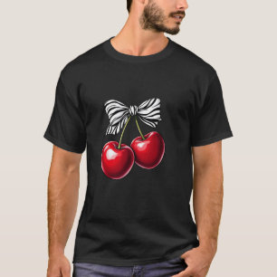 T-shirt Nœud Ruban Zèbre Cerise Foncé Esthétique Coquette