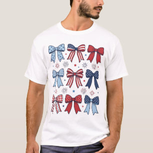 T-shirt Nœuds Coquette Patriotique Design Vectoriel Vintag