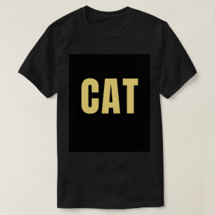 t-shirt noir à demi-manches avec design de chat