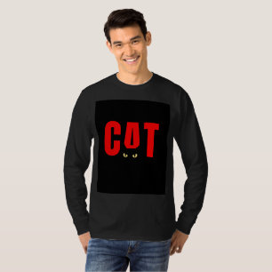 T-shirt noir à manches longues avec motif de chat