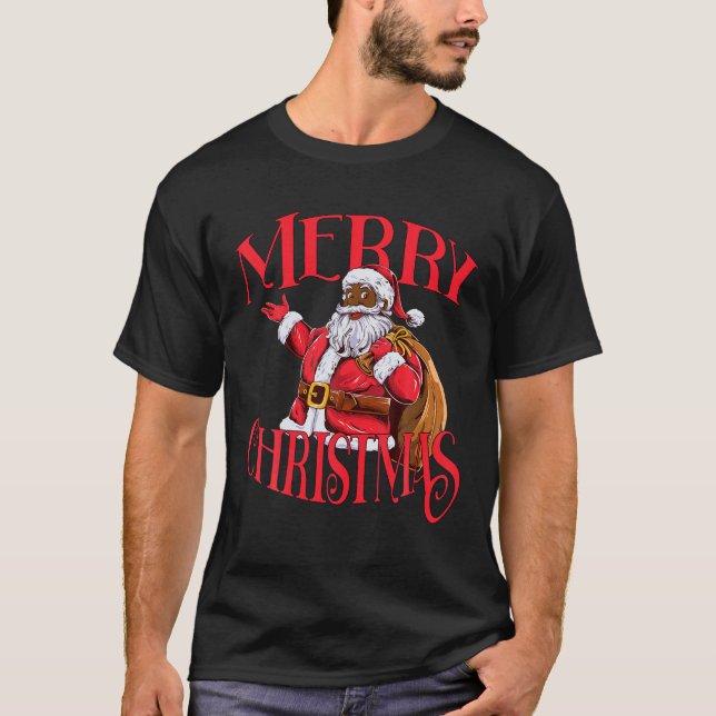 T-shirt Noir-Africain Père Noël T Shi (Devant)