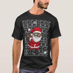 T-shirt Noir Afro-Américain Santa Claus Golf Moche Chris