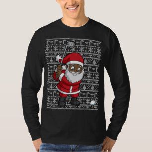 T-shirt Noir Afro-Américain Santa Claus Golf Moche Chris