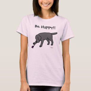 T-shirt Noir amical Labrador de bande dessinée de