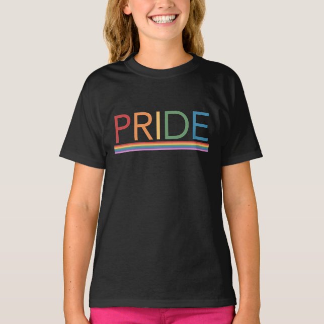 T-shirt noir arc-en-ciel PRIDE (Devant)
