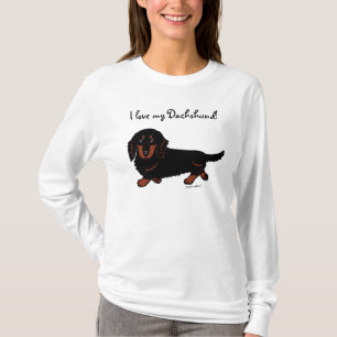 T-shirt Noir aux cheveux longs et Tan de teckel