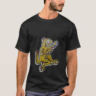 T-shirt noir aztèque de jaguar