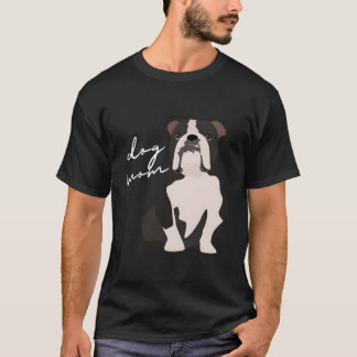 T-shirt Noir & Blanc Anglais Chien Chien Maman Femme Femme