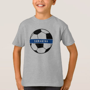 T-shirt Noir Blanc & Bleu Football Football Sport Monogram