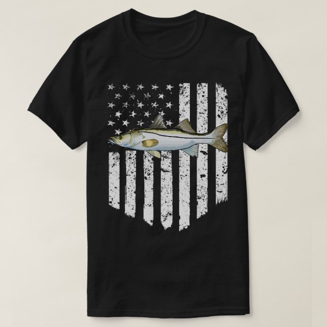 T-shirt Noir blanc Drapeau Snok 4 juillet poisson (Design devant)